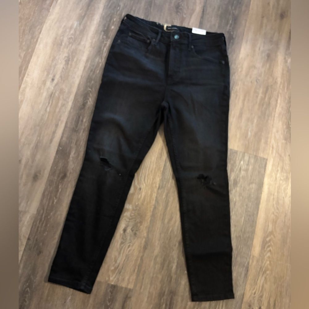 Free Assembly The High Rise Skinny Black Distressed Skinny Jeans Sz 12 short